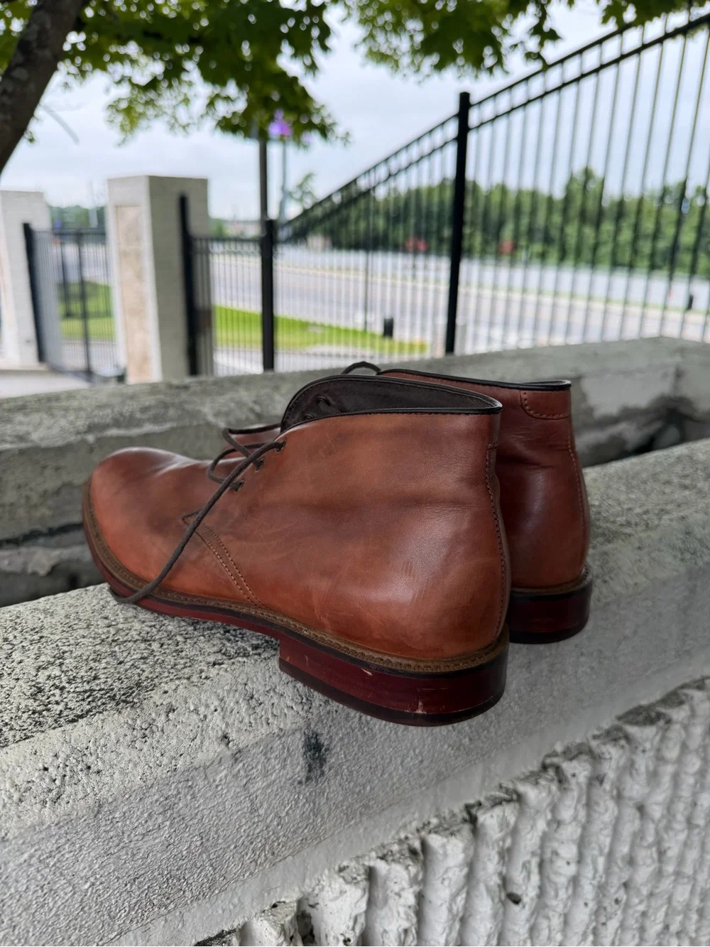 Joseph Abboud Rustic Brown Leather Chukka Boots